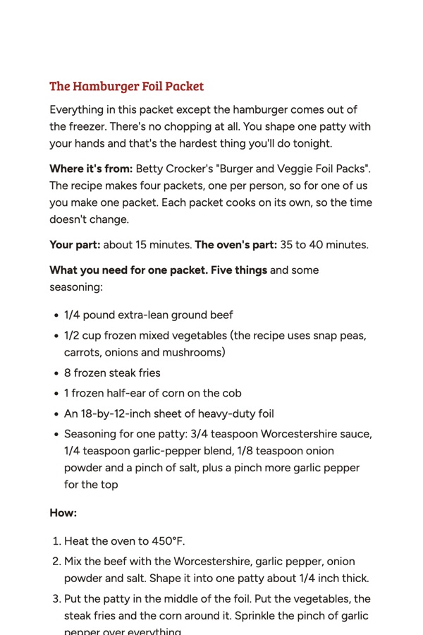 A page from the book: A recipe card, with what I got wrong